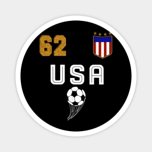 American USA Flag Soccer Jersey Favorite Lucky Number 62 Women Men Magnet